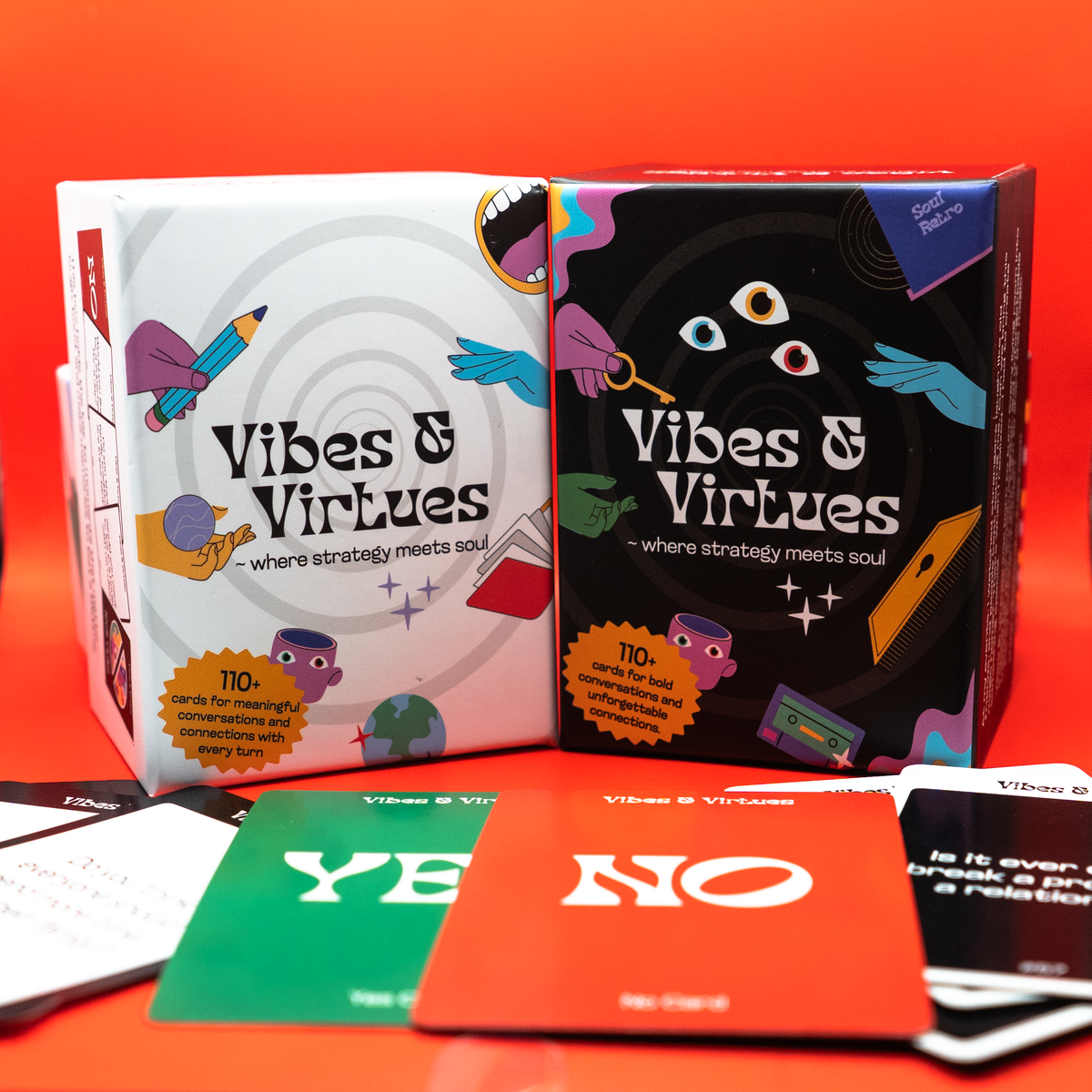 Vibes & Virtues card game decks and conversation cards